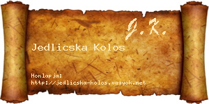 Jedlicska Kolos névjegykártya